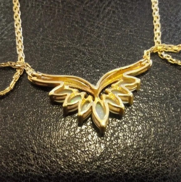 💯 Authentic Vintage 14k gold and genuine large opal chain - Picture 9 of 14